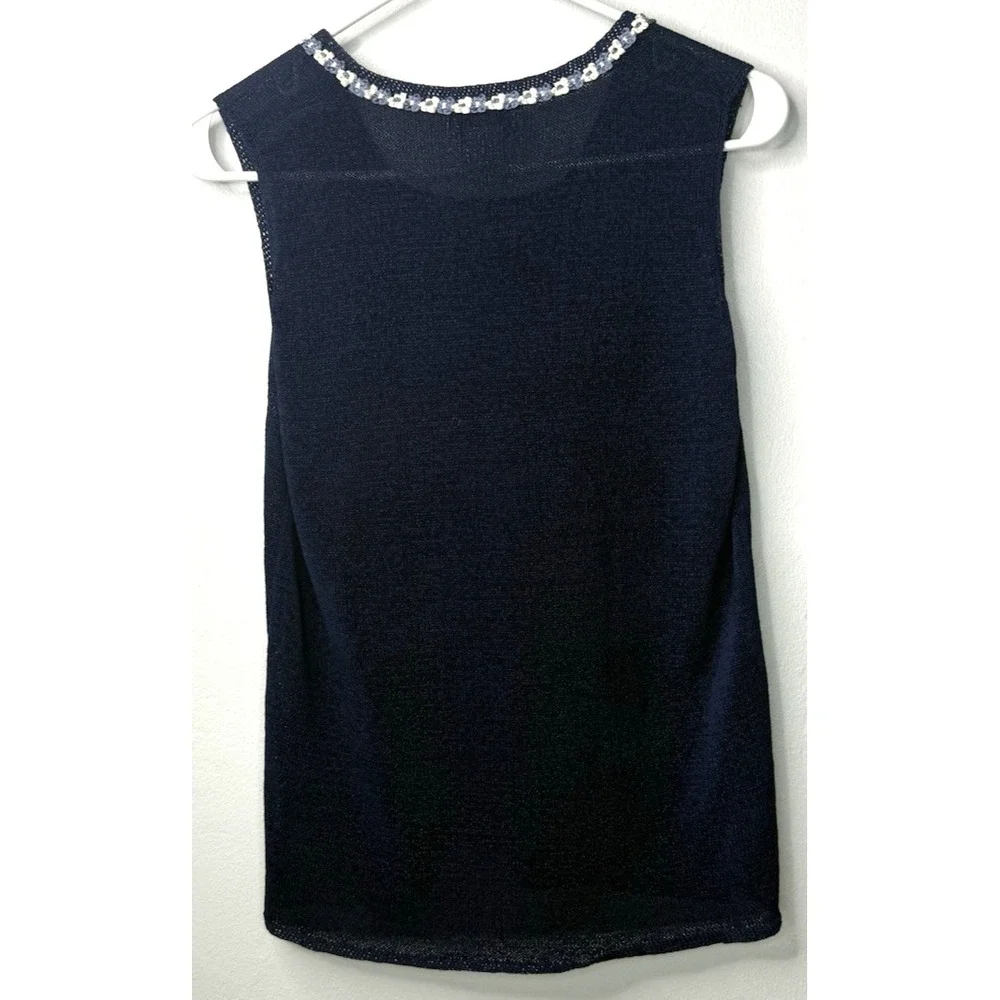Vintage Jacobson's 2PC Sweater Set M Navy Sequin Cardigan Tank Top -3465